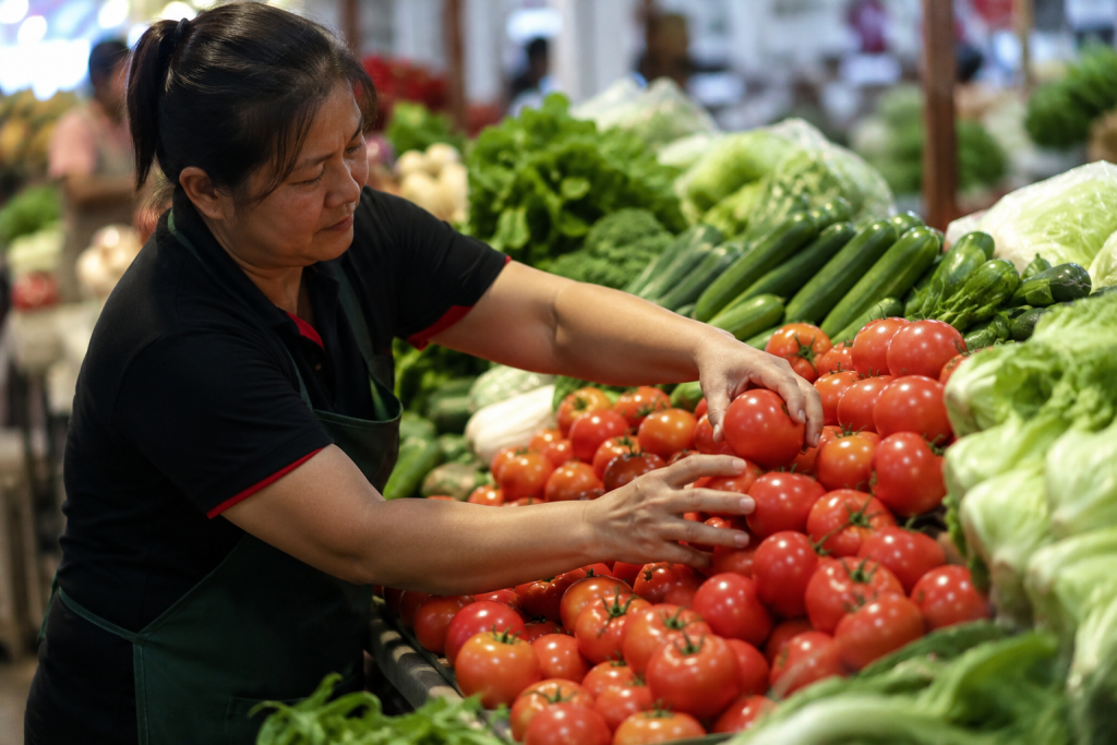 Fresh tomatoes supplied by Chin Woh displayed at a local Malaysian supermarket, supporting retailers and restaurants across the country