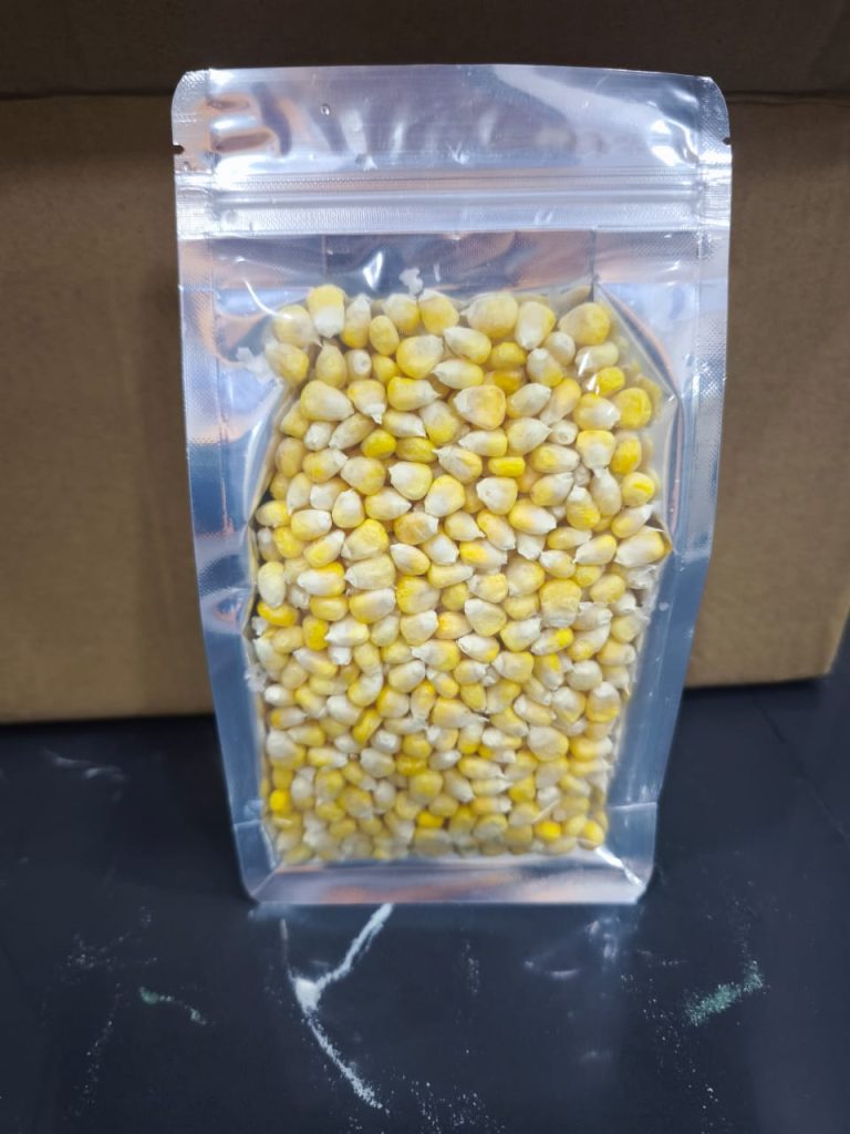 Chin Woh freeze-dried yellow corn in sealed packaging, produced in Malaysia for wholesale, commercial food applications and export markets including Brunei.