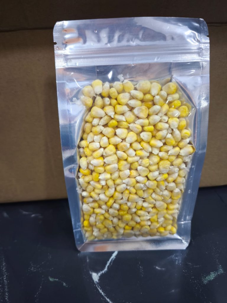 Chin Woh freeze-dried yellow corn in sealed packaging, produced in Malaysia for wholesale, commercial food applications and export markets including Brunei.