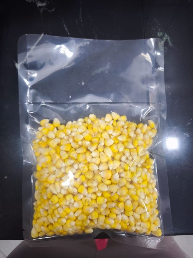 Chin Woh freeze-dried yellow corn in sealed packaging, produced in Malaysia for wholesale, commercial food applications and export markets including Brunei.