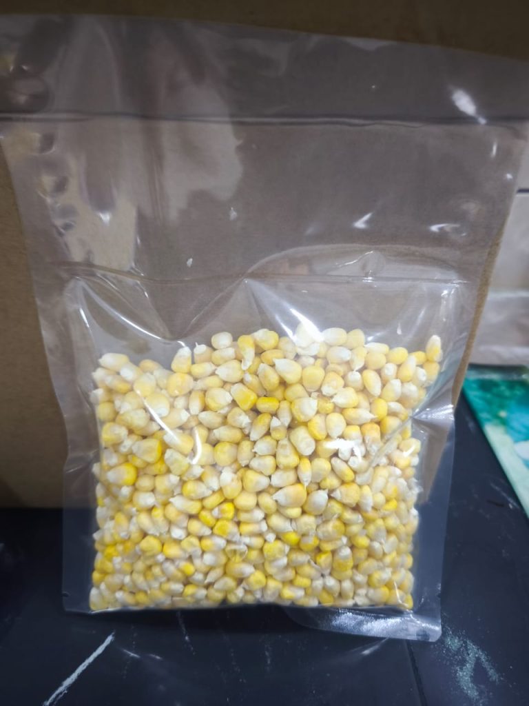 Chin Woh freeze-dried yellow corn in sealed packaging, produced in Malaysia for wholesale, commercial food applications and export markets including Brunei.